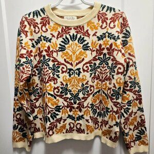 RACHEL ZOE Women's Multi-Colors Floral Crew Neck Long Sleeves Sweaters - Large